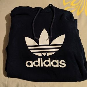 Dark Navy Adidas Trefoil Hoodie, Zipper Pockets